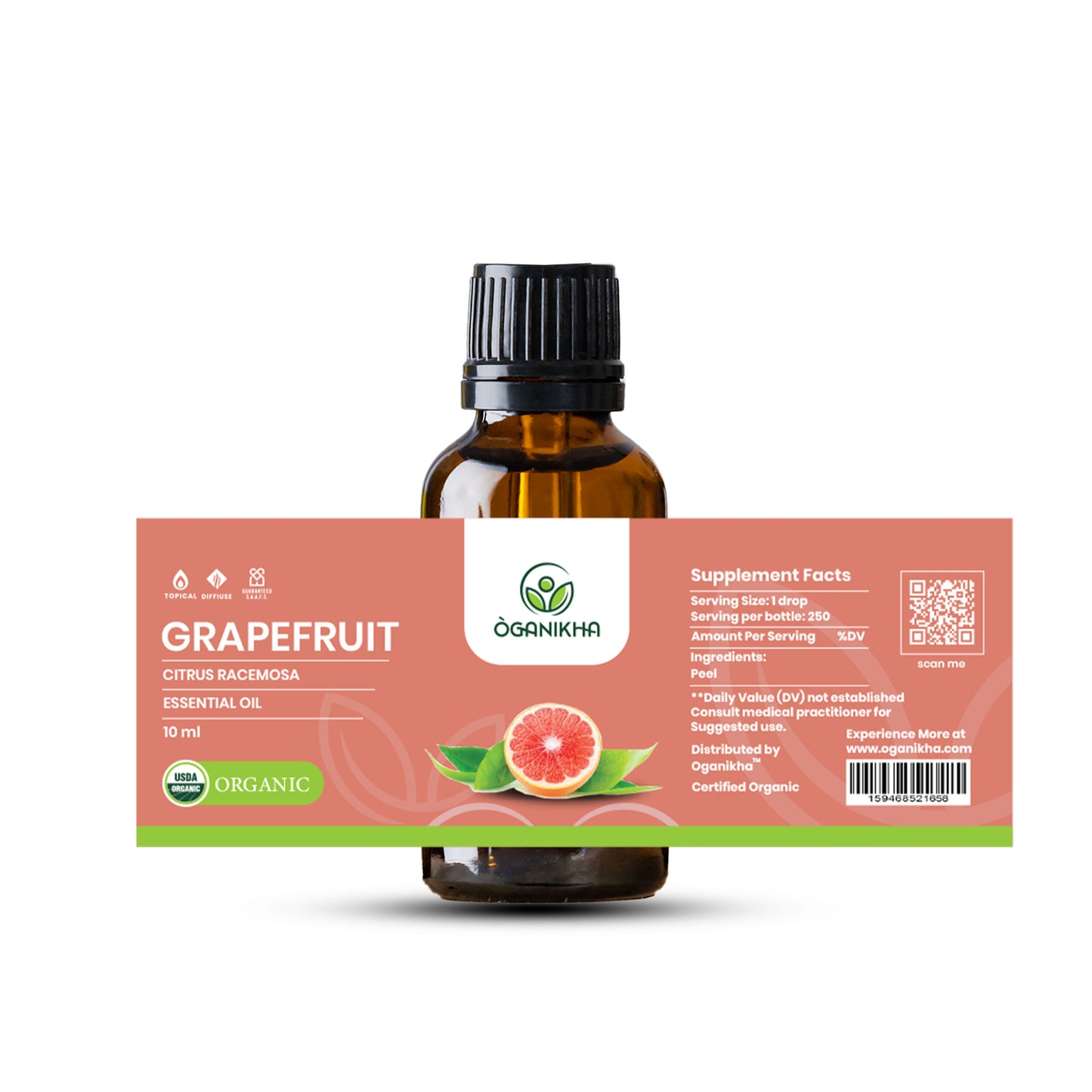 ÒGANIKHA Pink Grapefruit Essential Oil 10ml | Citrus Aromatherapy Oil