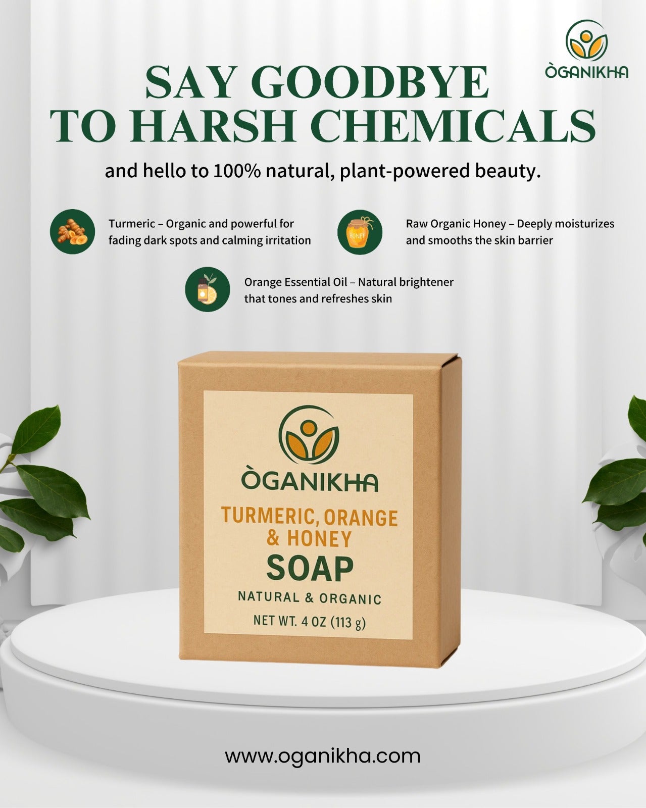 Natural & Organic Turmeric, Orange & Honey Soap Bar – Cold Process Skincare for Glowing Skin